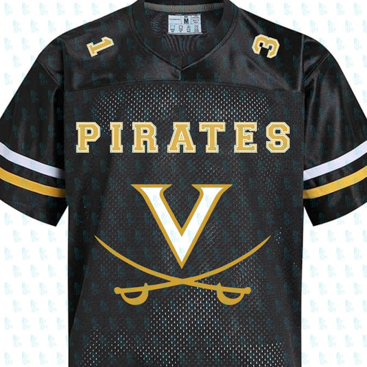Customizable Vidor Pirate Football Jersey - Black