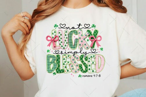 Not Lucky Simply Blessed Graphic T-Shirt